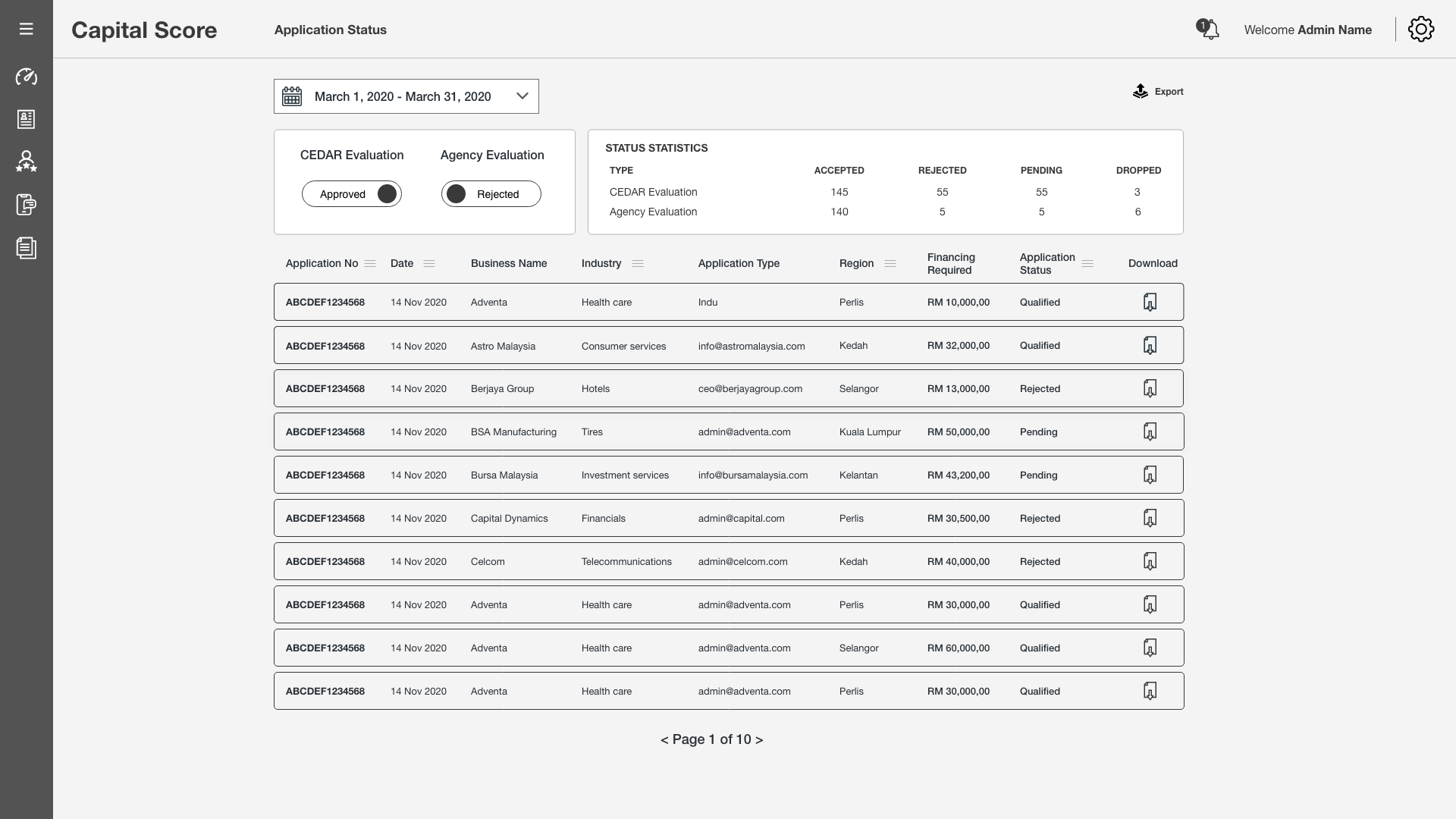 Application-Status-WireFrame