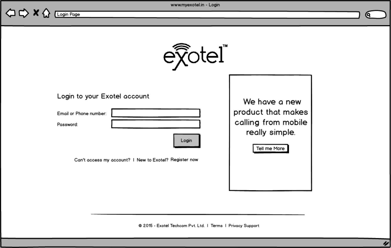 Wireframe Login Page